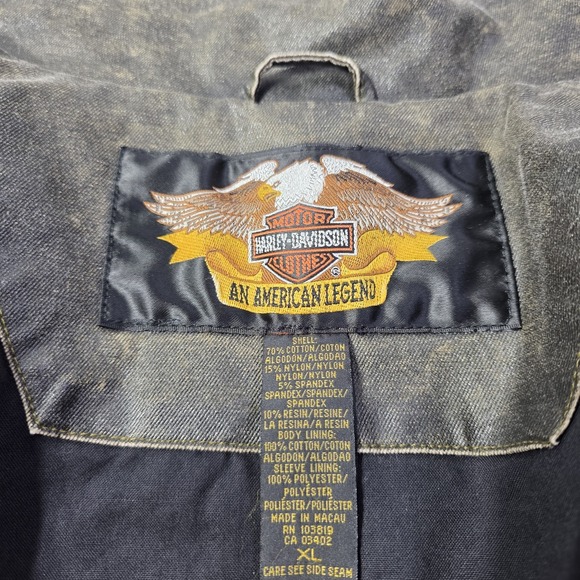 Harley‎ Davidson Waxed Duster Trench Coat Brown Distressed Long 2003 Size XL - Picture 4 of 13